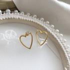925 Sterling Silver Rhinestone Heart Earring E186 - Gold - One Size