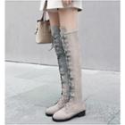 Lace Up Elastic Faux Suede Over-the-knee Boots