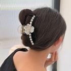 Acrylic Flower Faux Pearl Hair Clamp Silver - One Size