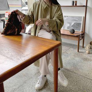 Stand-collar Long Safari Coat