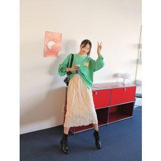 Fringed Long Crinkled Skirt