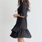 Frilled Asymmetric Tiered Dress