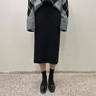 Rib Knit H-line Midi Skirt