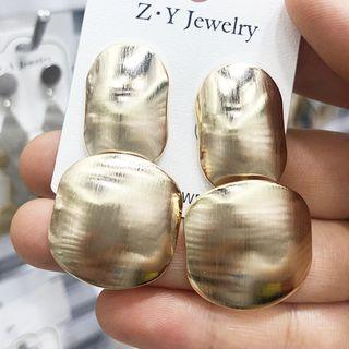 Brushed Alloy Disc Dangle Earring As Shown In Figure - One Size