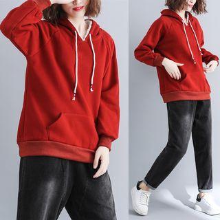 Fleece-lined Hoodie As Shown In Figure - One Size