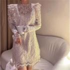 Long Sleeve Lace Mini A-line Dress