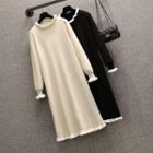 Lantern-sleeve Mock-neck Sweater Dress