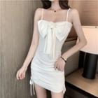 Spaghetti Strap Bow Front Mini Dress