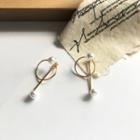 925 Sterling Silver Beaded Geometric Ear Stud 1 Pair - Gold - One Size
