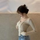Pintuck Slim-fit Ribbed Henley