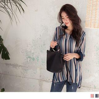 Rainbow Striped 3/4 Sleeve Top