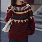 Geometric Oversized Sweater Red - One Size