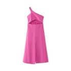 One-shoulder Cutout Slit Midi A-line Dress