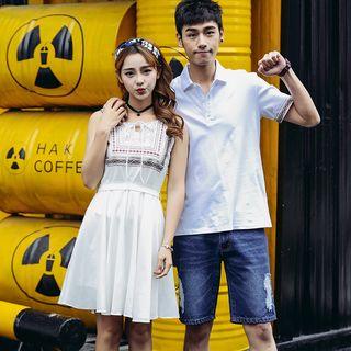 Couple Matching Sleeveless Pattern Dress / Polo Shirt