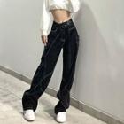 Mid-rise Belt-accent Wide-leg Jeans