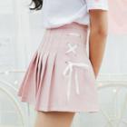 Pleated Tie-up Mini Skirt