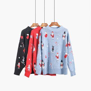 Christmas-embroidered Knit Sweater