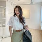 See-through Crochet Polo Shirt