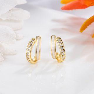 Rhinestone Glaze Layered Alloy Hoop Earring 1 Pair - Gold - One Size