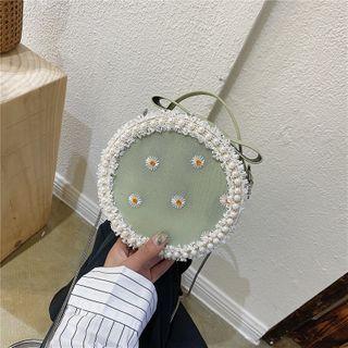 Round Embroidered Crossbody Bag