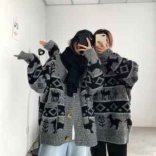 Patterned Boxy Sweater / Cardigan