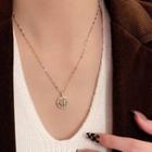 Chinese Characters Pendant Alloy Necklace Gold - One Size
