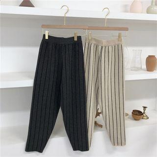 Striped Loose-fit Cropped Knit Pants