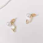Faux Pearl Alloy Earring 1 Pair - 01 - Gold - One Size