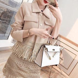 Set: Fringed Shirt Jacket + A-line Lace Skirt