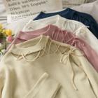 Lace Up-shoulder Mock-neck Knit Top