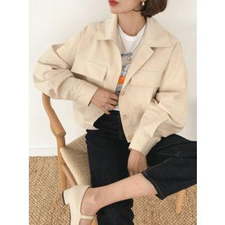 Balloon-sleeve Flap-pocket Jacket