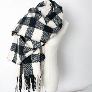 Plaid Scarf Gingham - Black & White - One Size