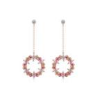 Fashion Simple Plated Rose Gold Geometric Circle Tassel Earrings With Cubic Zirconia Rose Gold - One Size