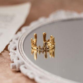 Droplet Stainless Steel Open Ring Gold - One Size