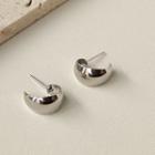 Open Hoop Stud Earring 1 Pair - 1861 - Silver - One Size