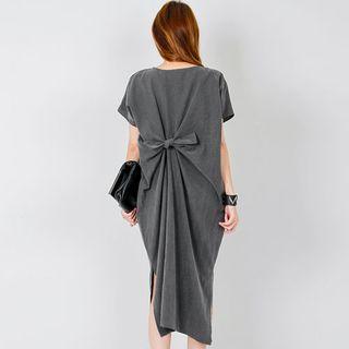 Knot-back Linen Blend Long Dress