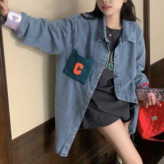 Contrast Pocket Denim Shirt Blue - One Size