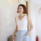 Lace-neck Sleeveless Top
