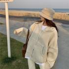 Plain Zip Hooded Jacket Cream Yellow - One Size