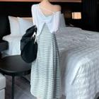 Striped Strappy Midi A-line Dress / Long-sleeve T-shirt