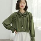 Tie-neck Shirt Green - One Size