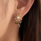 Flower Ear Stud 1 Pair - Gold - One Size