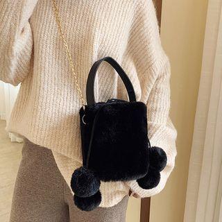 Chain Fluffy Top Handle Bucket Bag