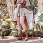 Asymmetrical Buckled Pleated A-line Skirt
