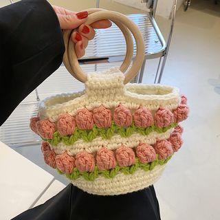 Flower Detail Knit Handbag (various Designs)