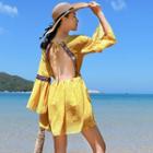 Open Back Long-sleeve A-line Dress