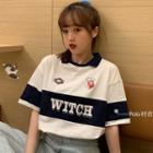 Mock Two-piece Color-block Short-sleeve Top