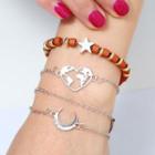 Set: Alloy / Wooden Bead Bracelet (assorted Designs) As Shown In Figure - One Size