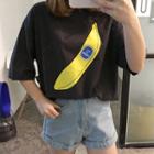 Banana Print Elbow Sleeve T-shirt