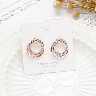 Rhinestone Layered Hoop Dangle Earring 1 Pair - As Shown In Figure - One Size